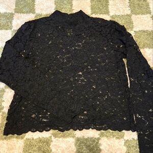 Scoop NYC Black Lace Top